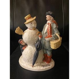Norman Rockwell Vintage 1980’s “Grandpa Snowman” Figurine Fine Porcelain